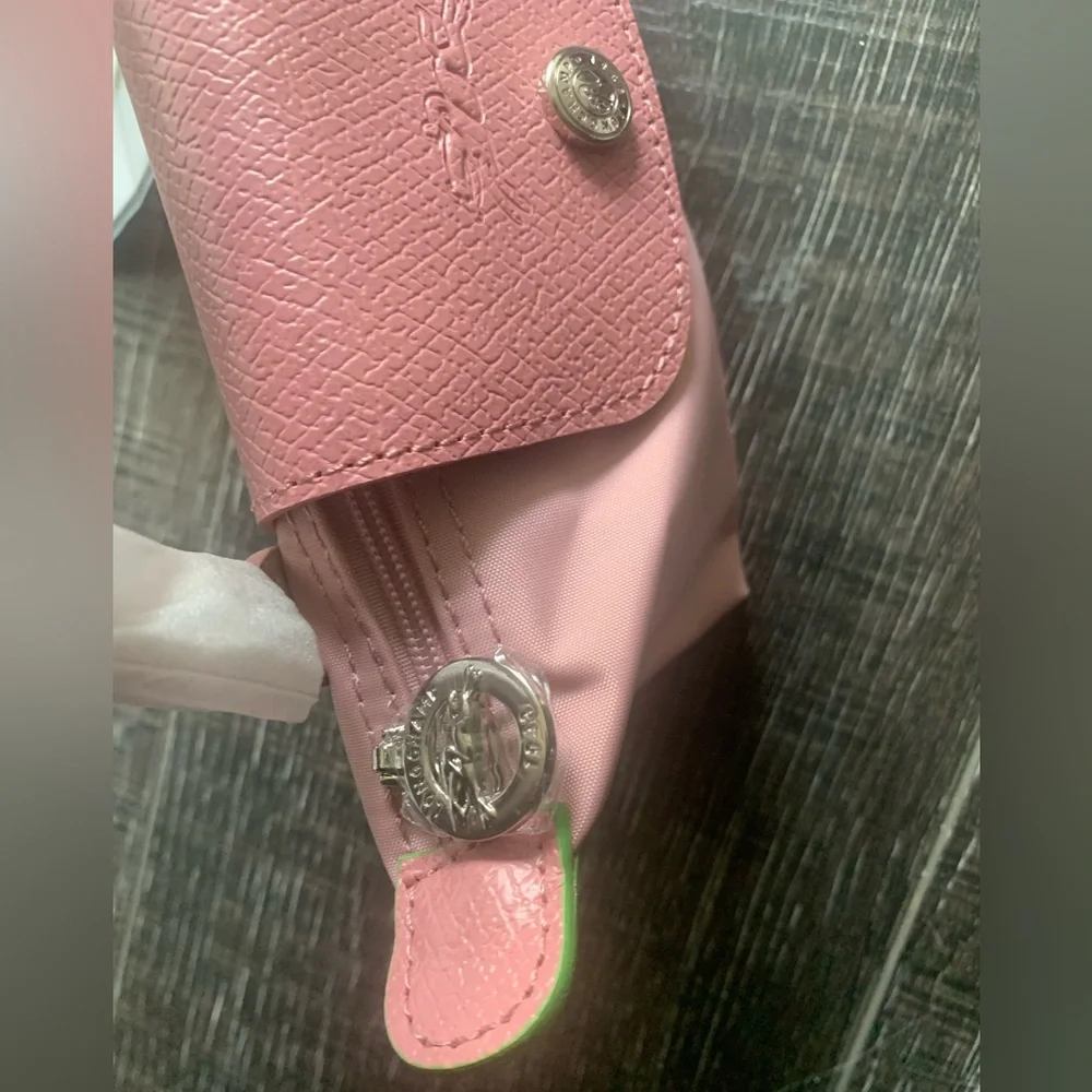 LONGCHAMP Mini Le Pliage Green Top-Handle Bag + Strap - Peony Pink *RARE* - Picture 9 of 10